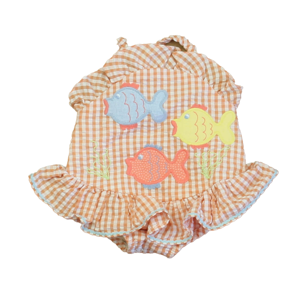 The Bailey Boys Girls Orange Fish Romper size: 6 Months